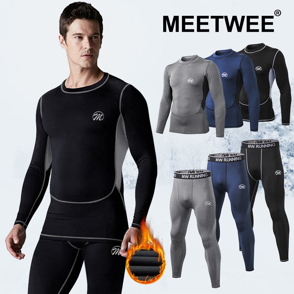 Thermal Underwear for Men Fleece Base Layer Top & Bottom Set Insulated Long John