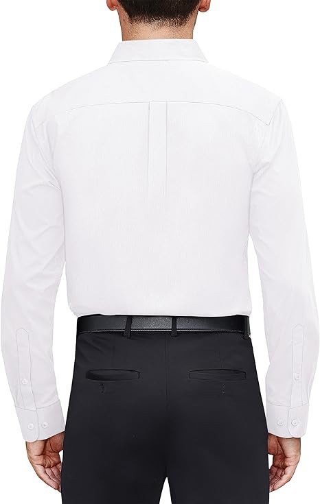 J.VER Men's Dress Shirts Stretch Stain Shield Long Sleeve Solid Formal Shirt Business Casual Button Down Shirts