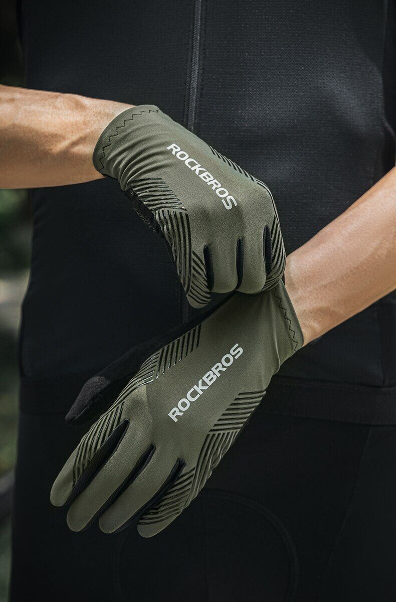 ROCKBROS Full Finger Cycling Gloves Breathable Non-slip Touch Screen Bike Gloves