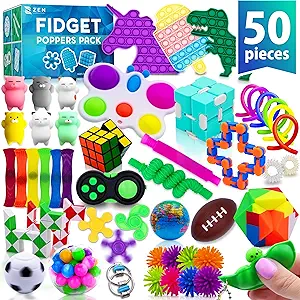 50 Pcs Fidget Toys Pack - Kids Stocking Stuffers Gifts for Kids, Party Favors Autism Autistic Children - Adults Stress Relief Sensory Toy - ADHD Toys Bulk for Classroom Treasure Box Prizes - Pop Its